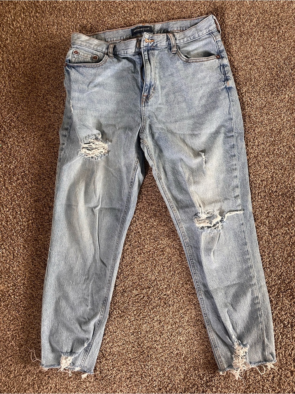 Aeropostale Light Blue Distressed Straight Leg Jeans